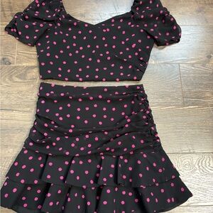 Dynamite Black and Pink Polka Dot Mini Dress